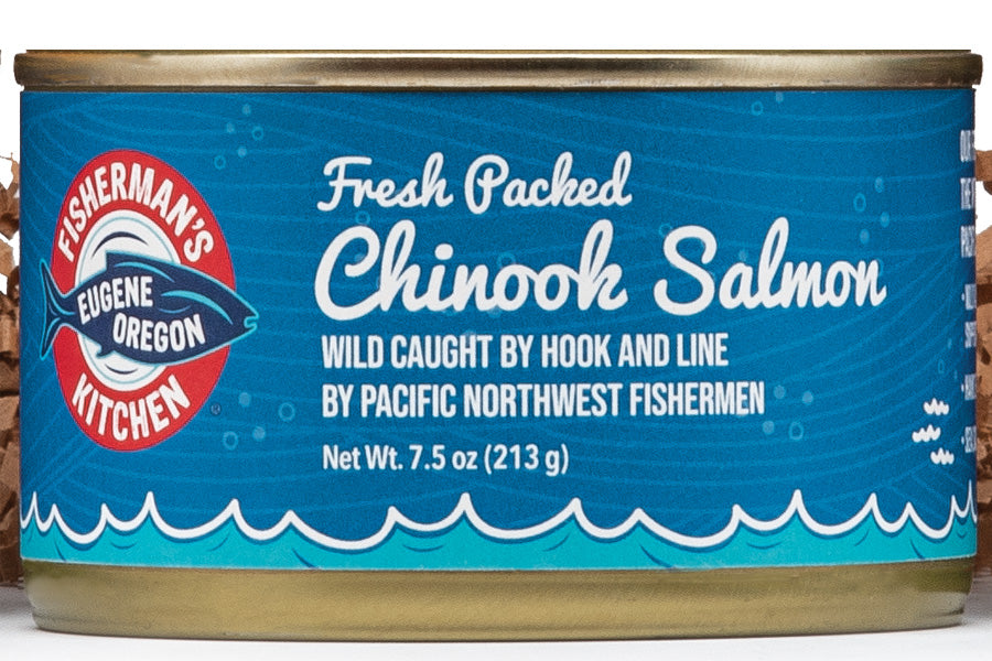 Fisherman's Kitchen can of Fresh Packed Chinook Salmon
