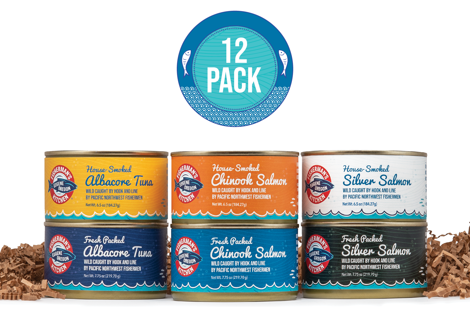 Fisherman's Kitchen Canned Chinook Salmon, Silver Salmon, Albacore Tuna; Skipper Gift Set